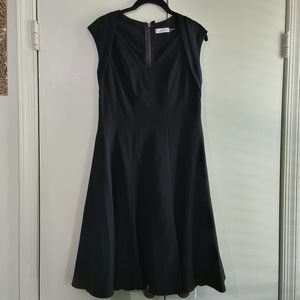 Calvin Klein Black Fit & Flare Dress w/ Cap Sleeve